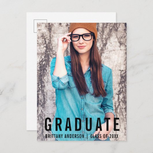 Minimale aankondiging van Afstuderen (blanco achte (Voorkant / Achterkant)