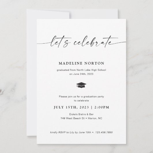 Minimale aankondiging van Afstuderen/partij (Achterkant)