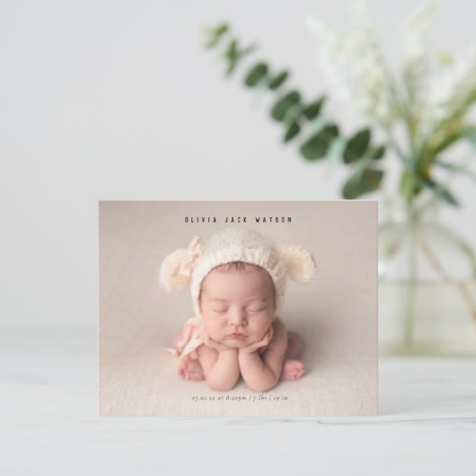 Minimale aankondiging van de geboorte van Baby (Staand voorkant)