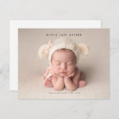 Minimale aankondiging van de geboorte van Baby (Voorkant / Achterkant)