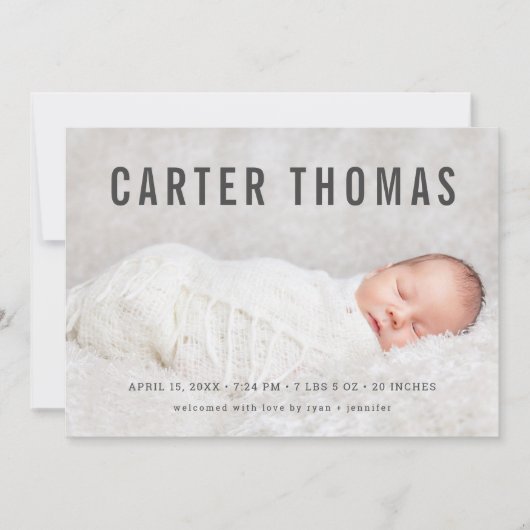 Minimale aankondiging van de geboorte van de Bekle (Voorkant)