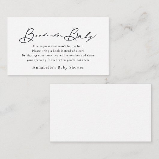 Minimale aanvraag voor een whitepaper script Baby Informatiekaartje (Voorkant / Achterkant)