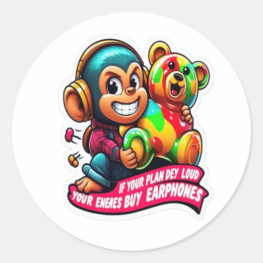 Minimale aap – Dagelijkse groeisticker Ronde Sticker (Voorkant)