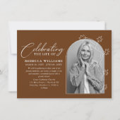 Minimale Aardse Foto Viering van het Leven Begrafe Kaart (Voorkant)