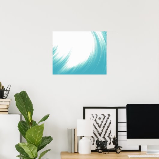 Minimale Abstracte blauwe golven penseel | Poster (Thuiskantoor)