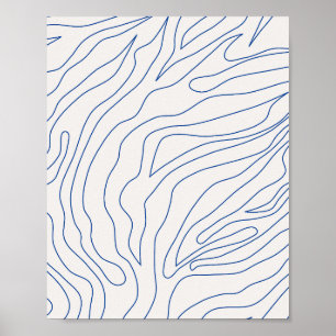 Minimale Abstracte crème wit en blauw Poster
