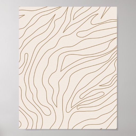 Minimale Abstracte Crème Wit en Goud Poster (Voorkant)
