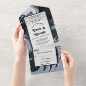 Minimale Abstracte en zwarte bruiloft All In One Uitnodiging (Afscheurbaar)