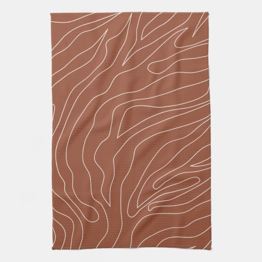 Minimale Abstracte lijnen Rust Terracotta Theedoek (Verticaal)