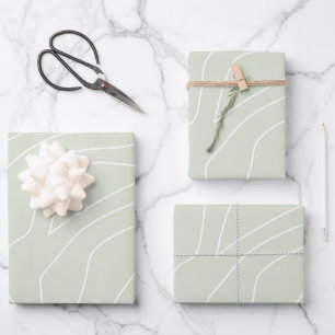Minimale Abstracte lijnen Sage Green Inpakpapier Vel