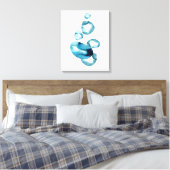 Minimale Abstracte oceaanblauwgroene waterverf Canvas Afdruk (Insitu (Slaapkamer))