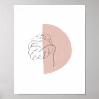 Minimale Abstracte palmlef Blush Pink Art-afdrukke