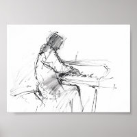 Minimale Abstracte Pianist die Piano Speelt – Eleg