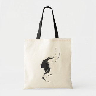 Minimale abstracte vrouwenface met lijnkunsthaar tote bag