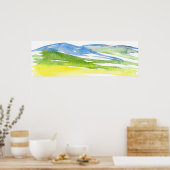 Minimale Abstracte Waterverf heuvels 2 Poster (Keuken)