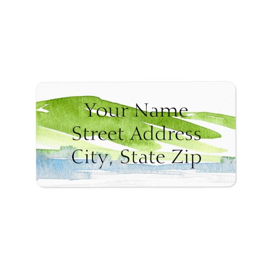 Minimale Abstracte Waterverf heuvels 3 Etiket (Voorkant)