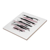 Minimale Abstracte zwart-wit art roze Tegeltje (Zijkant)