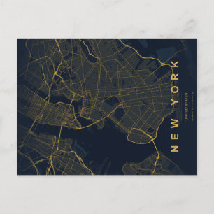 Minimale ansichtkaart met plattegrond van New York Briefkaart