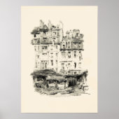 Minimale Antiek architectuur Schetskunst Poster (Voorkant)