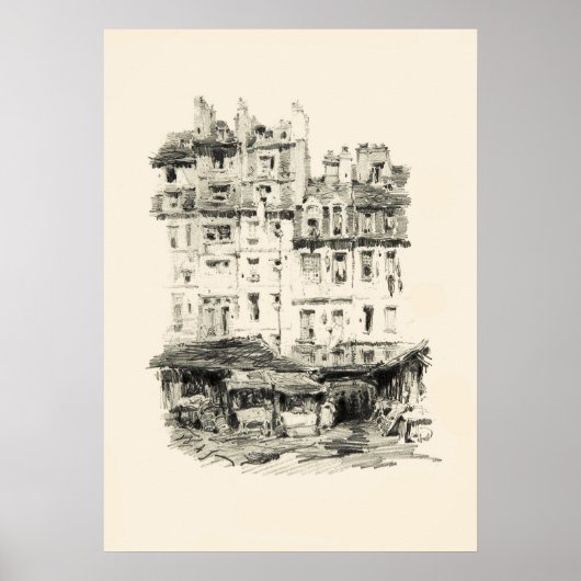 Minimale Antiek architectuur Schetskunst Poster (Voorkant)