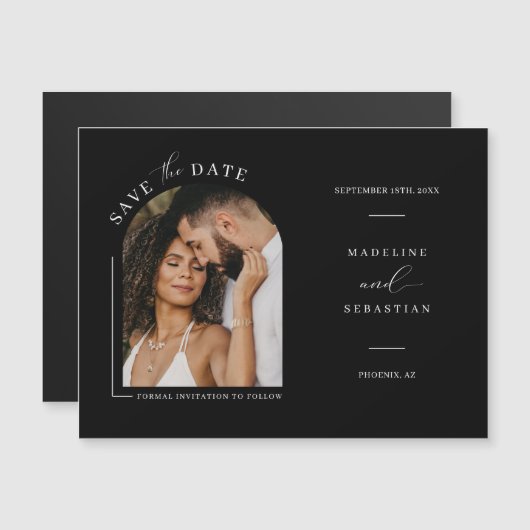 Minimale Arch Photo Save the Date Magnetic Kaart (Voorkant / Achterkant)