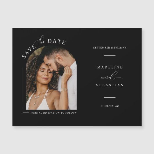 Minimale Arch Photo Save the Date Magnetic Kaart (Voorkant)