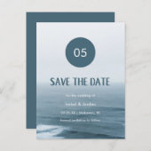 Minimale Art Waves Beach Weddenschap Save the Date Aankondigingskaart (Voorkant / Achterkant)