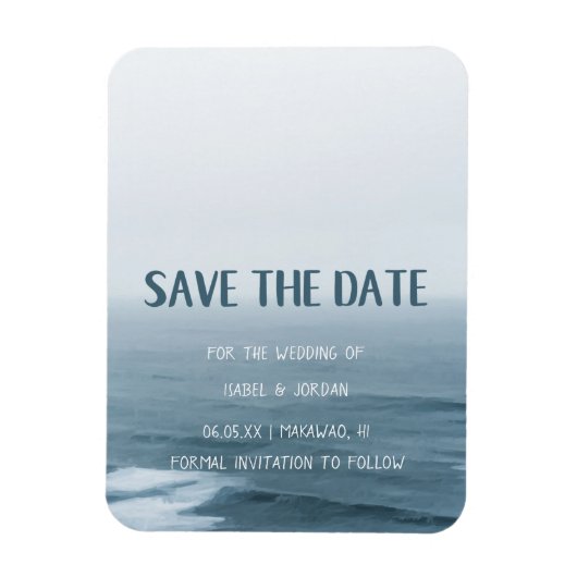 Minimale Art Waves Beach Weddenschap Save the Date Magneet (Verticaal)