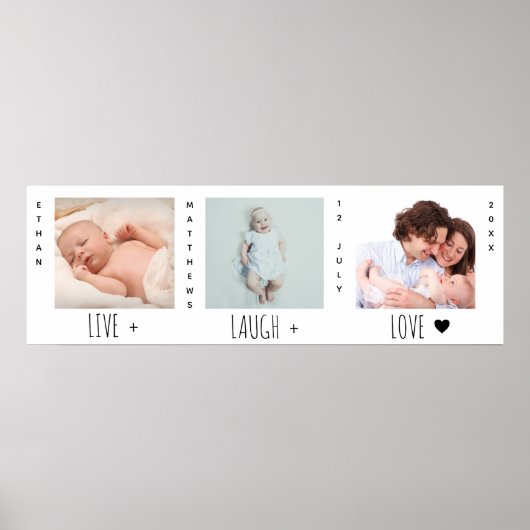 Minimale Baby Foto Trio Birth Keepomwille Poster (Voorkant)