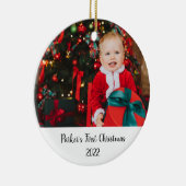 Minimale Baby Newborn Frist kerstfoto Keramisch Ornament (Rechts)