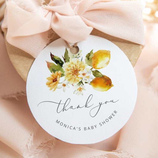 Minimale baby shower citroen bedankjes labels