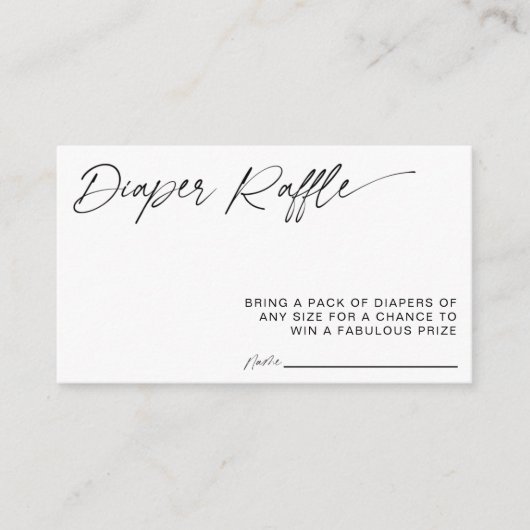 Minimale Baby shower dunne Raffle-kaart Informatiekaartje (Voorkant)