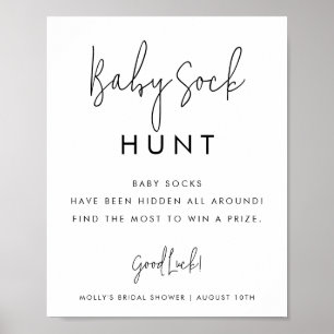 Minimale Baby shower Game Baby Sock Hunt Poster