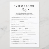 Minimale Baby shower Nursery Rhyme Game Kaarten (Voorkant)