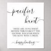 Minimale Baby shower Pacifier Hunt Game Sign Poster (Voorkant)