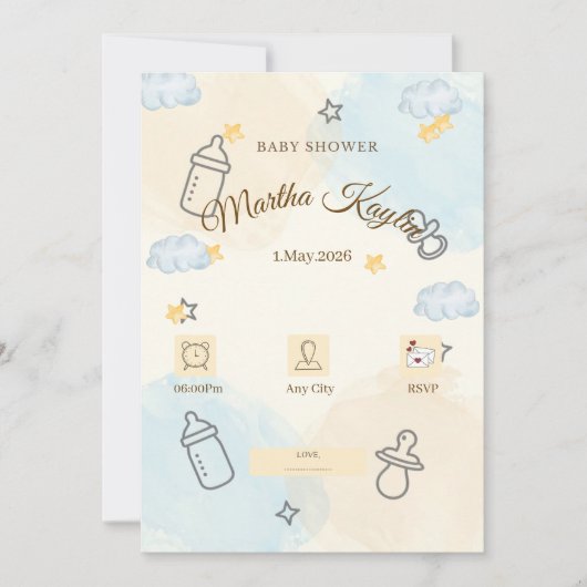 Minimale babyshower uitnodiging (Voorkant)