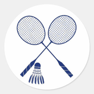 Minimale Badminton Rackets Shuttle Cock Birdie Bla Ronde Sticker