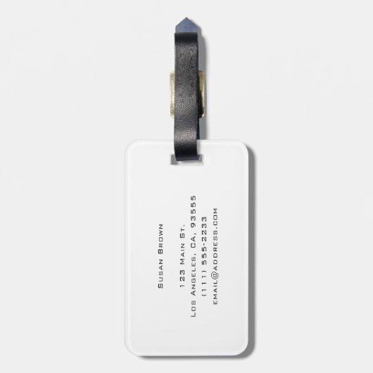 Minimale Bagagelabel met lederen riem (Achterkant verticaal)