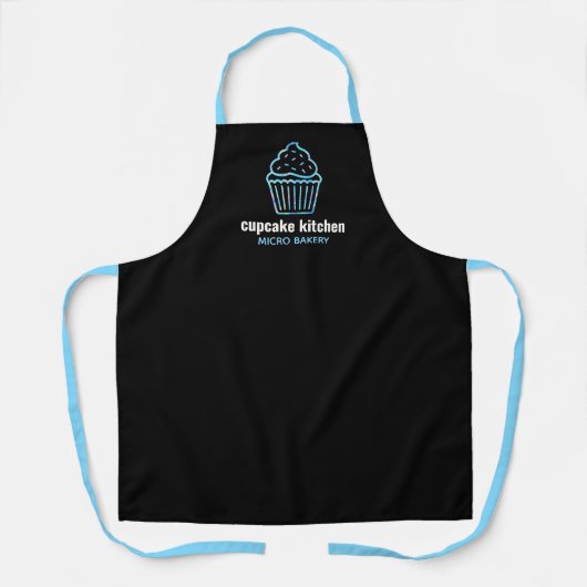 minimale bakkerijbenaming holo iridescent cupcake  schort (Voorkant)
