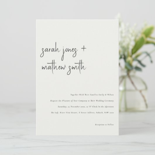 Minimale band tussen zwart en wit script kaart (Staand voorkant)