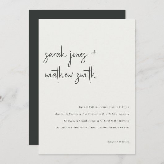 Minimale band tussen zwart en wit script kaart (Voorkant / Achterkant)