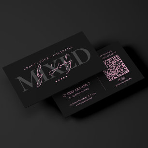 Minimale Bartender Bar Roze Zwart Mixoloog Visitekaartje