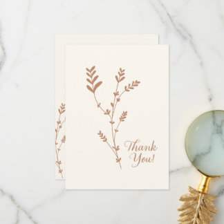 Minimale basis eenvoudige wilde bloem beige bedankkaart