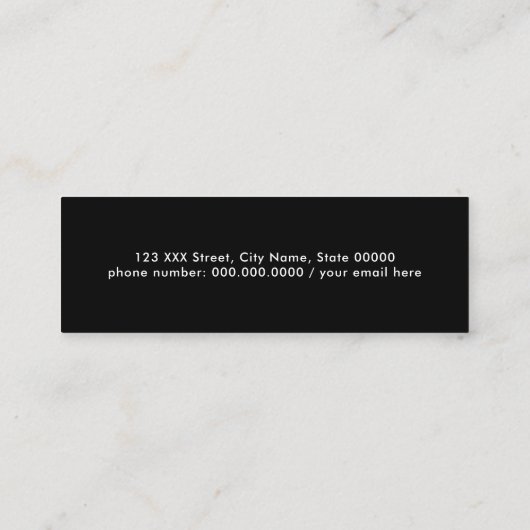 Minimale basis eenvoudige zwarte professional mini visitekaartje (Achterkant)