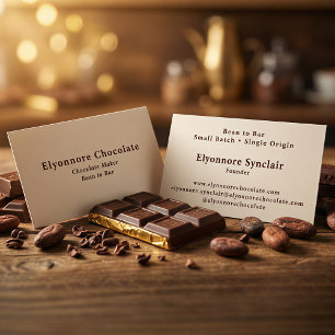 Minimale Bean to Bar-chocoladefabrikant Visitekaartje