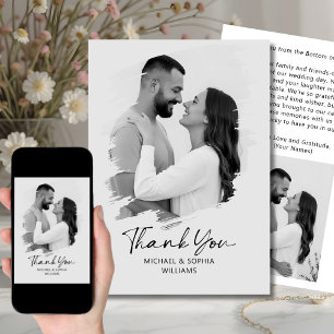 Minimale bedankkaart bruiloft zwart-wit save the date