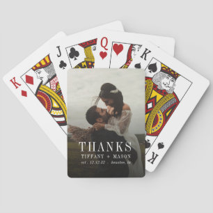 Minimale Bedankt bruiloft foto koppels Sjabloon Pokerkaarten