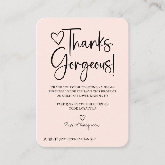 Minimale Bedankt Prachtige Manuscript Klant Dank u Visitekaartje (Voorkant)