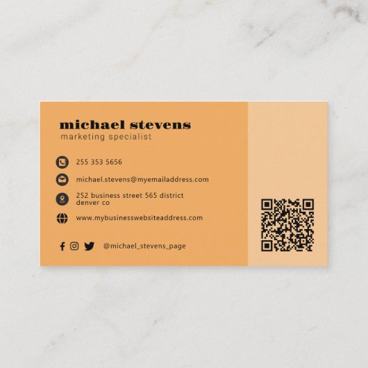 Minimale bedrijfsnaam logo QR-code Visitekaartje (Achterkant)