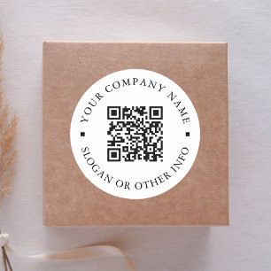 Minimale bedrijfsnaam voor link met website QR-cod Ronde Sticker
